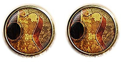 Bloody devil Manschettenknöpfe, Handarbeitskunst, Vintage-Gitarren-Manschettenknöpfe, akustische Gitarre, Musikinstrument-Manschettenknöpfe, Geschenk für Musiker