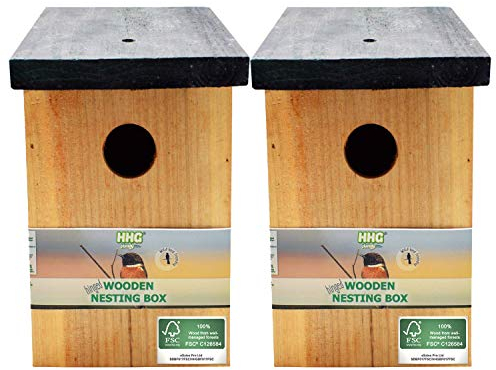 2x Handy Home and Garden Bird House | Bird Box | Bird Houses for Garden 100% FSC Wood | Environmentally Friendly Through Use of Sustainable Forests I 22 cm x 11.5 cm x 11.5cm x 30mm Entrance hole