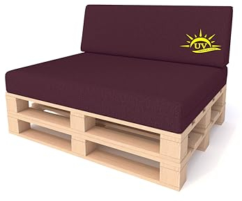 Pillows24 - Palettenkissen 2-teiliges Set | Palettenauflage für Palettensofa | Rückenkissen & Sitzkissen für Europaletten | Palettenmöbel für Indoor & Outdoor mit UV-beständig | Made in EU | Pflaume