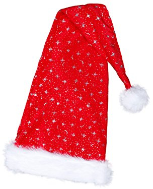 Alsino Weihnachtsmütze Santa Hat Erwachsene Nikolausmützen Weihnachtsmann Mützen kuschelweich mit Bommel, Rot Glitzer Lang