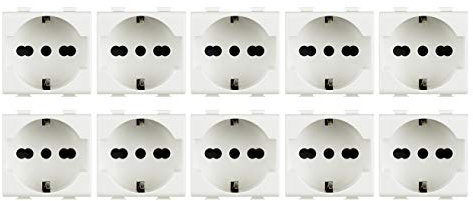 Bticino ASTAM5440A16 Presa Standard Tedesco e Bipasso 10/16 A, Kit 10 Pezzi, Colore Bianco
