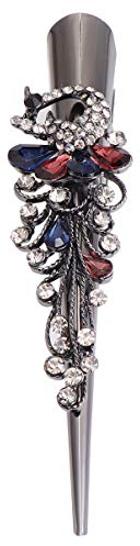 FRCOLOR Große Alligator Haarspangen Pfau Design Vintage Strass Entenschnabel Clip für Frauen (Bunt)