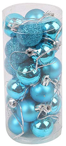 HshDUti 24 Stück 30 mm Weihnachtskugeln Dekoration bruchsichere Christbaumkugeln Mini Weihnachten Hängende Kugel für Urlaub Hochzeit Party Dekoration Weihnachten Ornament Xmas Geschenke Hellblau #1
