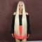 Style Icon Lace Front Perücken Wigs 94 cm Super Lange Spitze Front Seidig Gerade Haare Perücken Für Frauen Weichen Haarersatz Synthetische Perücken (Blonde)