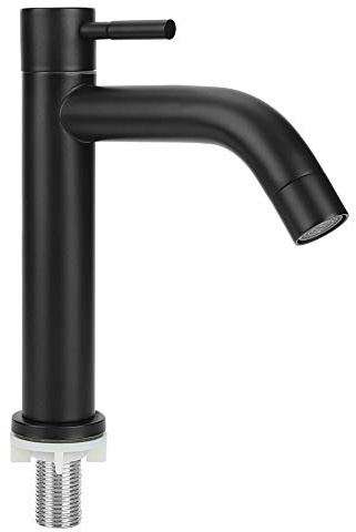 Atyhao G1/2in Edelstahl Waschbecken Einzelkalt Wasserhahn Wasserhahn für Badezimmer Toilette Schwarz Waschbecken Wasserhähne(#1)