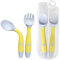Tomedeks 2pcs Cuillère Et Fourchette D'entraînement Pour Nourrissons, Cuillère D'apprentissage Flexible Et Résistante À La Chaleur Facile À Saisir, Fourchette Pour Enfants (Blue) (yellow)