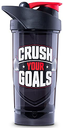 Shieldmixer Hero Pro Classic Shaker Crush Your Goals - BPA-frei - Gym-Zubehör - Eiweiss-Shaker - Fitness-Trinkflasche - Schwarz - 700ml