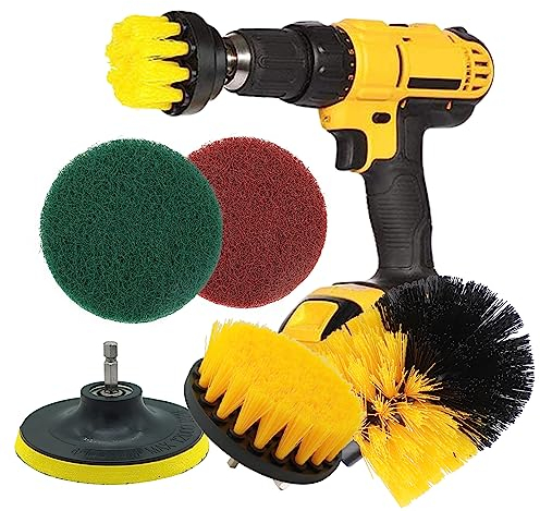 Juego de 6 cepillos para taladro, juego de limpieza para coche, cocina, azulejos, alfombras, cepillo para taladro, atornillador inalámbrico, cepillo de fijación (taladro no incluido)