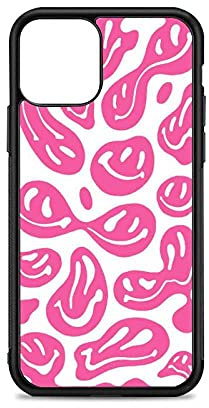 Mehrfarbige lustige schmelzende trippy Smiley-Handyhülle für iPhone 12 Mini 11 pro 13 Max X XR 6 7 8 Plus SE20 Weiche TPU-Silikonabdeckung mit klarem Muster, Rosa und weißer Smiley, für iPhone 12 Mi