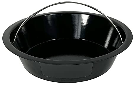 KAMaster Aschekanne mit Griff, kompatibel mit XL Big Green Egg, Kohleaschensammler, Muss für grüne Eier, Zubehör, Karbonstahl, Aschetopf mit Emaille-Beschichtung, Stahl, Klappgriff, Kamado-Aschekorb