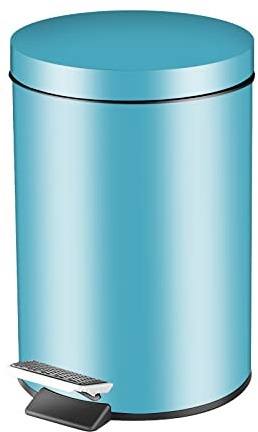 GONICVIN 3L Round Stainless Steel Pedal Bin With Metal Lid and Removable Inner Bucket for Bathroom, Kitchen, Home, Office (Silver)