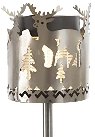 Gartenfackel LED Solar Motiv Hirsch - Rost Lampe Gartenlampe LED Leuchte für draußen Gartenleuchte Fackel Garten