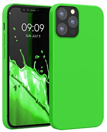 kwmobile Handyhülle für iPhone 12 Hülle/iPhone 12 Pro Hülle - Silikon Handy Case - weiche Oberfläche - kabelloses Laden - Neon Grün