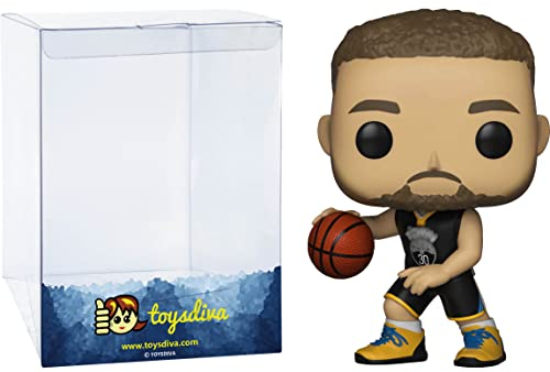 Stephe n Curry: P o p ! Sports Vinyl Figurine Bundle with 1 Compatible 'ToysDiva' Graphic Protector (043 - 34449 - B)