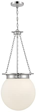 Savoy House 7-3901-3-109 Manor Vintage Traditional Modern White Opal Glass Pendant, 3-Light 180 Total Watts, 31 H x 14 W, Polished Nickel