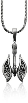 BySilverStone Jewelry - Silver Viking Battle Axe Necklace, Oxidized Silver Double Axe Pendant, Sterling Silver Scandinavian Jewelry, Viking Warrior Axe, Mens Gift, Sterling Silver, No Gemstone
