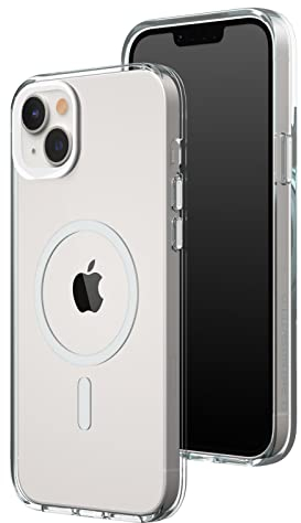 RhinoShield Clear Case kompatibel mit MagSafe für [iPhone 14 Plus]|Überragende Magnetstärke, Vergilbungsresistenz, Kristallklar, optimaler Schutz und personalisierbar - Weiß Kamera-Ring