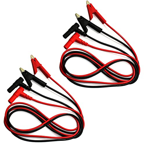 RUNCCI-YUN 4 PCS Puntali Tester per Multimetro,Pinze a Coccodrillo puntali multimetro,Spina a banana per coccodrillo
