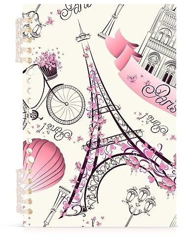 YOUJUNER Notizblock Eiffelturm Paris Spiralblock Notizbuch Notebook Journal, A5, 60 Blatt, 120 Seiten, 80 g Papier