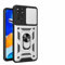 HAOYE Cover per Xiaomi Redmi Note 11 Pro 4G/5G / Note 12 Pro 4G con Girevole Anello, Custodia con Copertura della Fotocamera Scorrevole, Silicone TPU e PC Protettiva Bumper. Argento