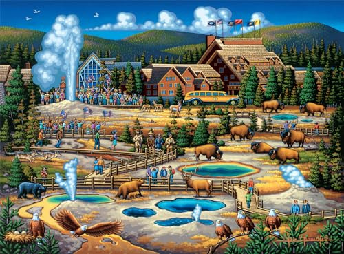 Buffalo Games - Dowdle - Yellowstone Old Faithful - 1000 Piece Jigsaw Puzzle for Adults Challenging Puzzle Perfect for Game Nights - Finished Puzzle Size is 26.75 x 19.75