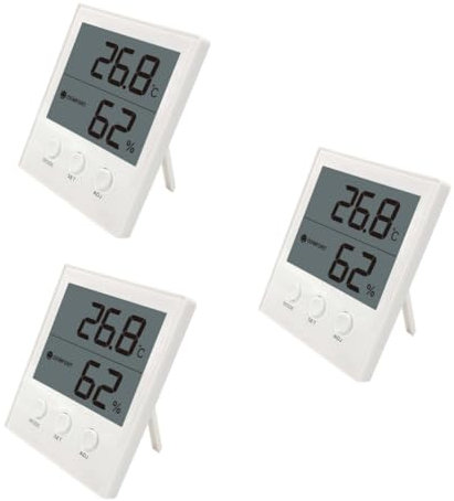 BESPORTBLE Termostato Digital Higrómetro De 3 Piezas Mini Pantalla De Temperatura Higrómetro Digital Reloj De Humedad Y Visualización De Hora.