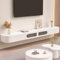 ZDMZR Schwimmender TV Ständer zur Wandmontage, Lowboard Hängend, Lowboard Wohnzimmer, Entertainment Center mit Aufbewahrungsschrank, (Color : Wit, Size : 300cm/118in)