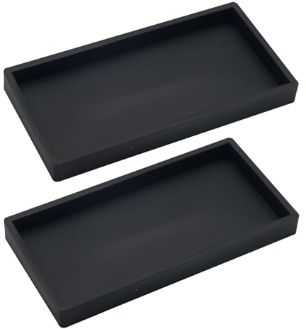 2pcs Bandeja Rectangular Resina Pequeña, Organizador Antideslizante Bañera Cuarto Baño, Bandeja Decorativa, Plato para Velas, Jabón, Tejido, Joyas, Toalla,Anillo,Joyería,Tocador,Hogar,Salón,Dormitorio