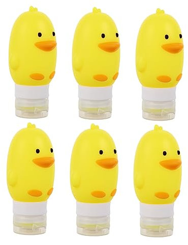 Ipetboom 6pièces Bouteilles De Voyage Silicone Cartoon Pour Shampooing Et Soins Peau Flacons Rechargeables Pratiques Et Étanches