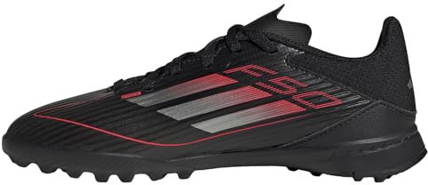 adidas Unisex F50 League Football Boots Turf Kids Sneaker, core Black/Iron met./Lucid red, 5 UK