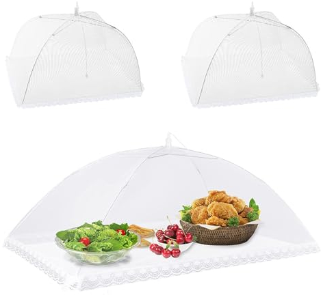 duisoad 3 Stück Fliegenhaube Faltbare Abdeckhaube Lebensmittel Fliegenhaube faltbar Abdeckung Zelt Obsthaube für Essen, Grillen, Partys, Buffets, Picknicks, 3-Food Cover