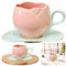 Kexpery Tazza da tè a forma di tulipano con piattino, in ceramica, a forma di tulipano, creativa, vintage, per il tè pomeridiano (C)