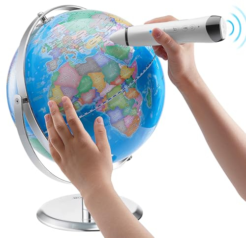 VEVOR Sprechender Globus, 228,6 mm, Interaktiver Globus für Kinder, Pädagogischer Globus mit intelligentem sprechendem Stift, LED-Nachtlicht, USB-Schnittstelle (Kartenbild und Handbuch AUF Englisch)