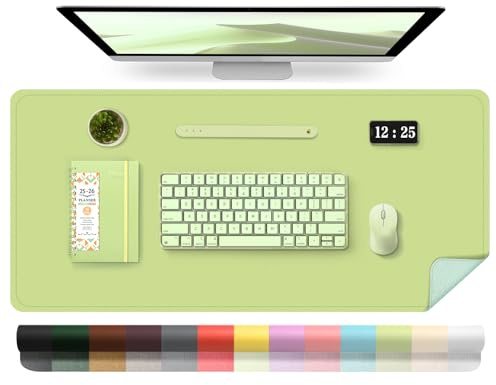 BLESWIN Leder-Schreibtischunterlage, Wasserdichte Laptop-Matte für Den Schreibtisch, Leicht zu Reinigende Büro-Schreibtischmatte, Schreibtischmatte, Große Schreibmatte (Matcha, 80x40cm)