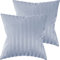 Pure Label 2er Set Mako Satin Damast Streifen Kissenbezüge 50x50 cm aus 100% Baumwolle in hellblau| Traumhaft weiche Deko Kissen passend zu unseren Bettwäsche Sets