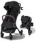 Strolee Leichter Baby- und Kleinkind-Kinderwagen, ultrakompakt, flugzeugfreundlicher Reise-Kinderwagen, einhändig zusammenklappbar, fast flache Liege, X-L-Baldachin und Getränkehalter für Eltern, LinQ