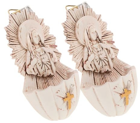 Alipis 2pcs Resin Holy Water Font Basin Wall Decor Holy Water Flask Catholic Home Decor