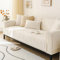 LINGKY Sofa Überzug, Samt Sofabezug 1/2/3/4 Sitzer, Sofaschoner rutschfest, Couch überzug L Form Sofaüberwurfe, Neue Universelle Sofa Sitzkissenbezug, Waschbar Couchbezug (Beigeweiß,90x180cm)
