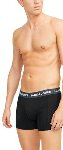 JACK & JONES Mens 8 Pack Cotton Boxer Shorts - Fitted Elasticated Waist - Black, Large