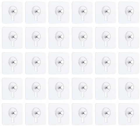 Parthan 30 Stück Selbstklebende Bilderhaken, 6x6cm Klebehaken für Bilderrahmen & Wanddekoration, Bilder Aufhänger für DIY Projekte, Riegelhaken für Fotos