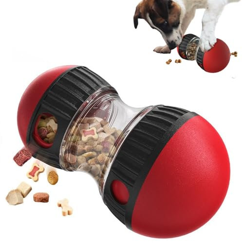 Nokwocy Pelota de Comida y Golosinas para Perros - Juguete Inteligente Interactivo de Estimulación Mental para Perros Pequeños, Medianos y Grandes (Rojo)