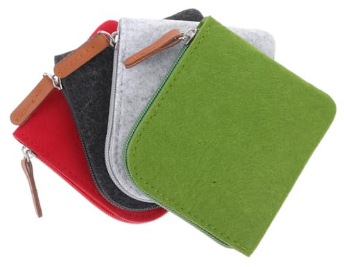 DEARMAMY 4er Set Filz Geldbörse Für Mini Geldbeutel Mit Reißverschluss Praktische Aufbewahrungstasche Hellgrau Und Dunkelgrau Ideal Für Kleingeld Und Kleine Gegenstände
