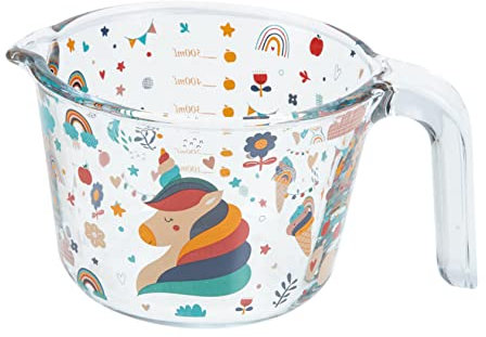 MAGICLULU Taza Medidora De Vidrio Vaso Medidor De Leche Diseño De Dibujos Animados