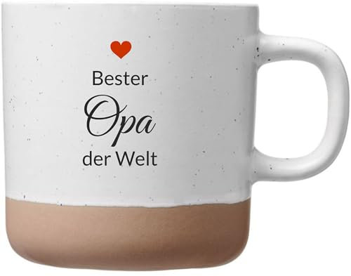Laser Tattoo Beste Opa der Welt Keramik Kaffeetasse, Weiß, 360ml mit Herz-Design, Druck Spülmaschinenfest (OPA)