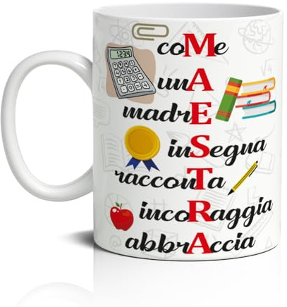 love print Tazza Maestra Idea Regalo Fine Anno Idee Regali Originali Festa della Donna Tazzina per una Super Insegnante Migliore del Mondo in Ceramica 350 ml