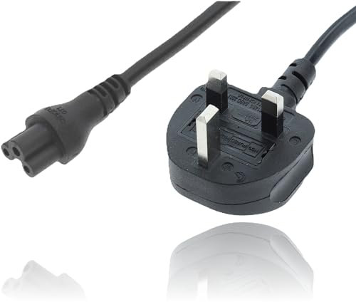 P4Y C5 Power Cable 1M UK 3 Pin Plug to IEC C5 Cloverleaf Connector - Universal Power Lead for Electronic Devices - BS1363 Fused Mains Cable