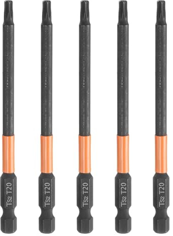 QUARKZMAN 5 Stück T20 Torx Bit Schraubendreher Bit Set 100mm lang 1/4 Magnetisch Sechskantschaft Ohne Loch Hex Sechskant Schraubendreher Bohrer S2 Stahl Bitsatz für Akkuschrauber Werkzeug