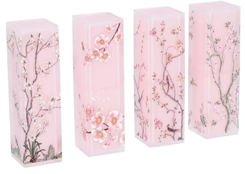 DEARMAMY 4 Stück Leere Lippenstift-Tube Im Chinesischen Stil Kunststoff Kosmetikbehälter Zum Befüllen Kompakte Lippenstiftröhrchen Für Reisen Und Aufbewahrung