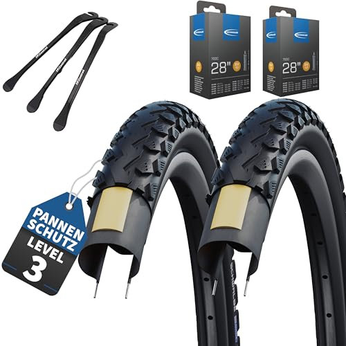 2er Set Schwalbe Fahrradreifen Land Cruiser 28 Zoll (42-622) AV DV SV Schlauch + 3 Metall Reifenheber E Bike (DV Schläuche, 28x1,40 Zoll (37-622))