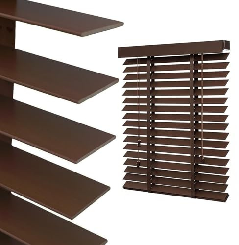 5 cm Wood Venetian Blind 135 70 60 35 100 120 145 85 175 Wide, Blackout Privacy Custom Size Horizontal Window Blinds for Living Room, Bedroom, Interior Door Windows, Cordless(Cocoa)